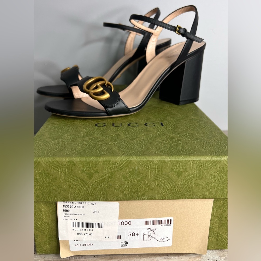 Gucci AUTHENTIC Marmont High Block Heel Sandal - Picture 5 of 17